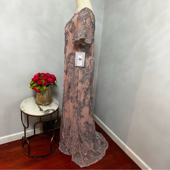 JS COLLECTION Pink Soutache Short Sleeve Full-Length Formal Dress / Gown - NWT - Picture 11 of 17